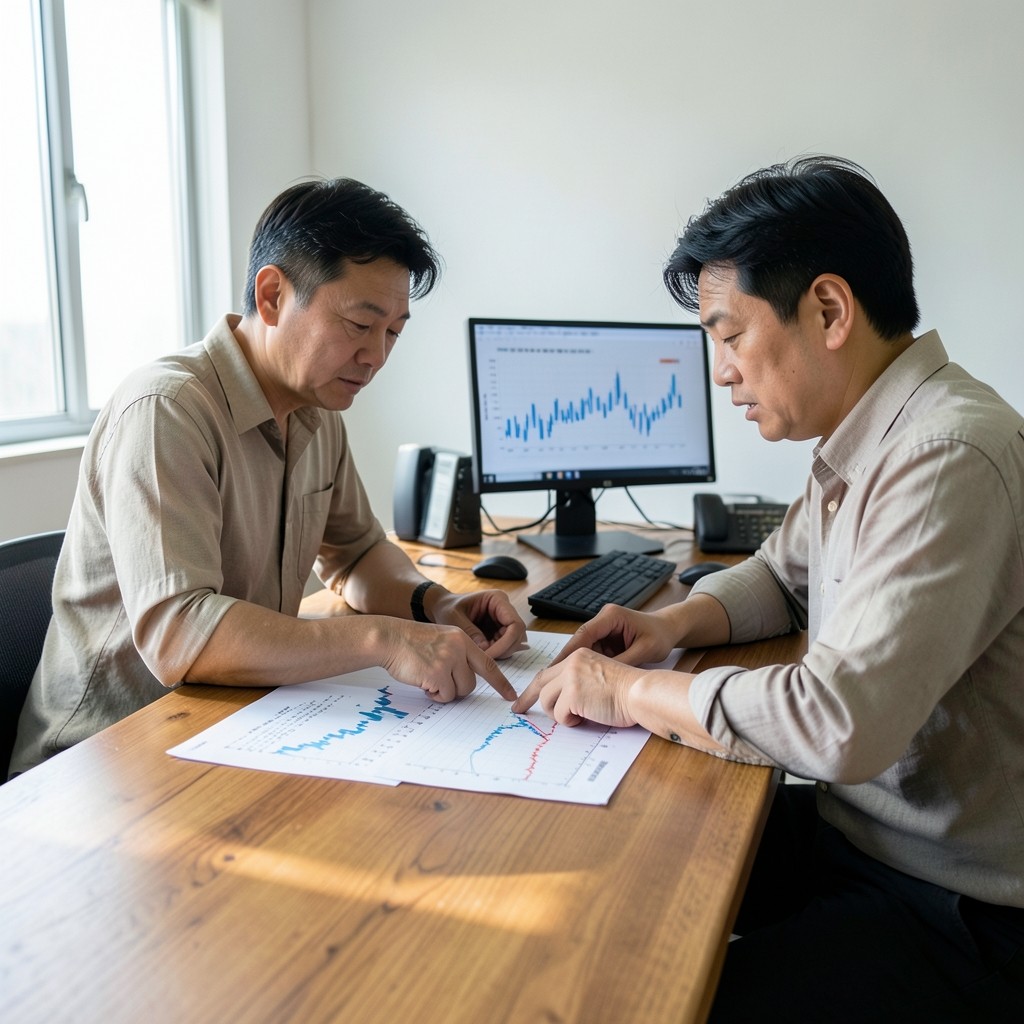 Traders reviewing intraday volume and price action charts at a practice desk